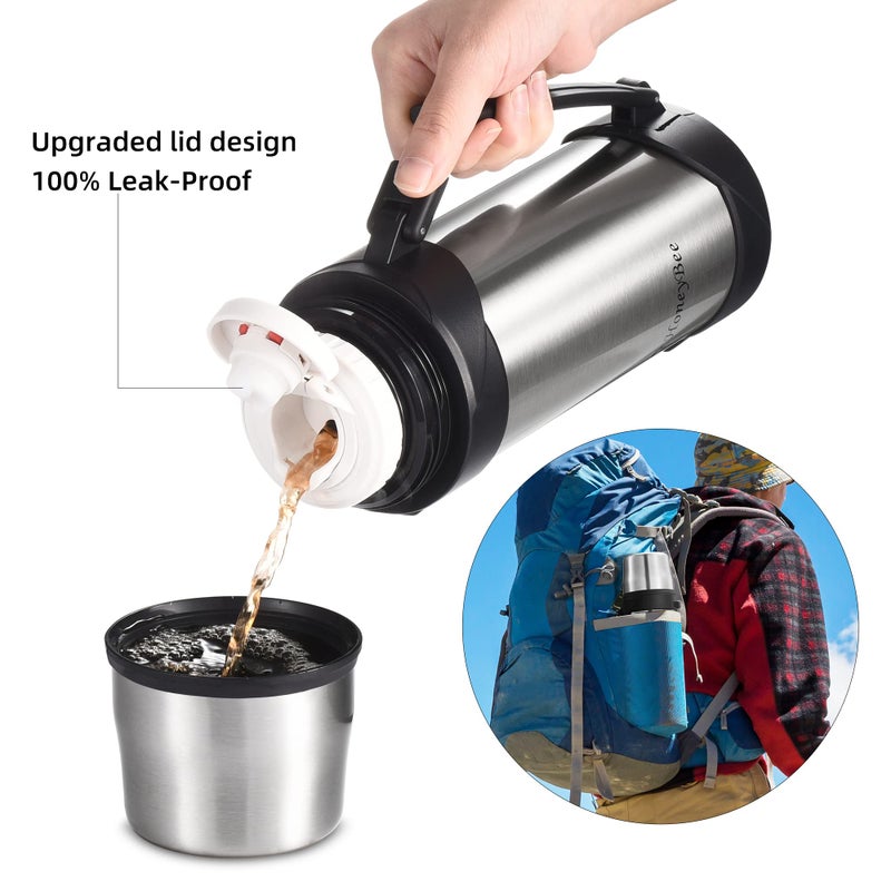 HoneyBee Vacuum Insulated Bottle Coffee Thermos 41 Ounce Thermos for Hot Drinks Keep Liquid Hot or Cold 24 Hours Thermos & Perfect Size Cleaning Brush Portable Bpa-Free Termos Para Cafe - Image 2